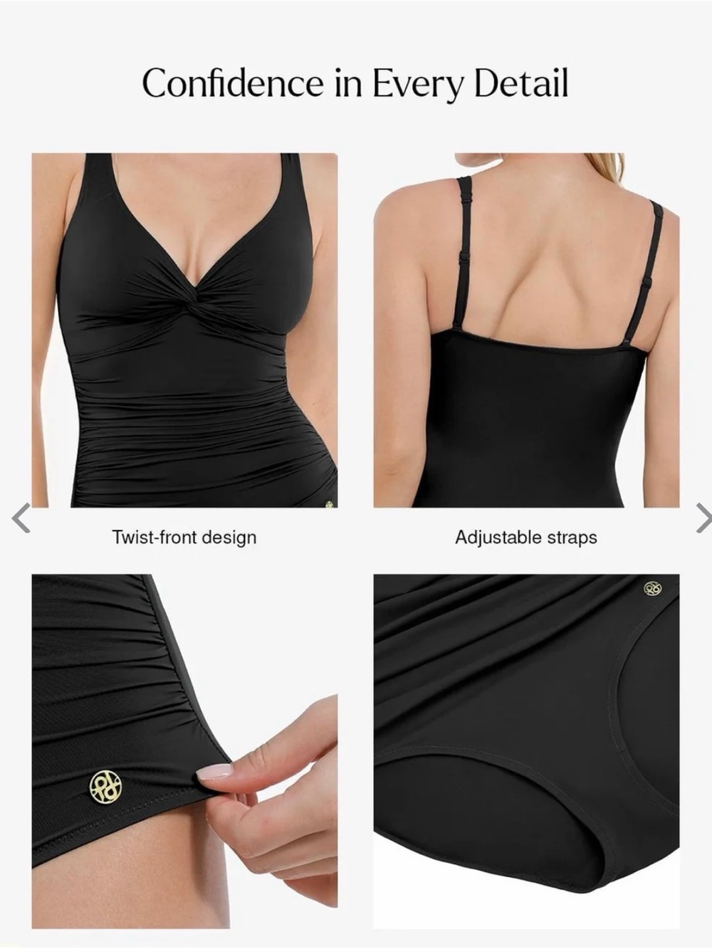 Twist-Front Black One-Piece Swimsuit - Women Swim - Picture 6 of 8